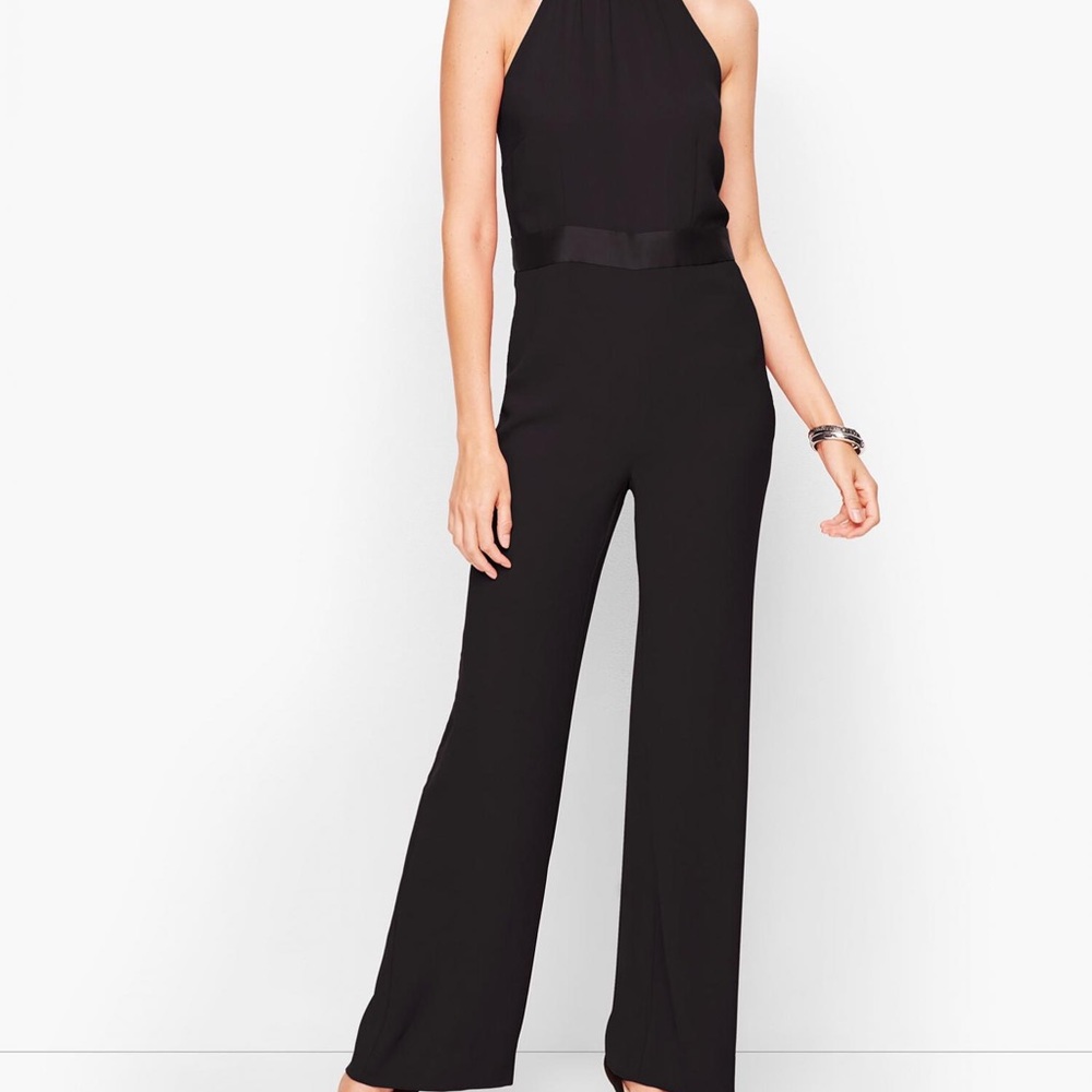 NWT Talbots Satin Crepe Black Jumpsuit